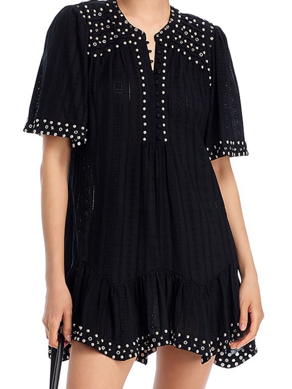 Aqua x Ava Phillippe Black Metal Studded Mini Dress